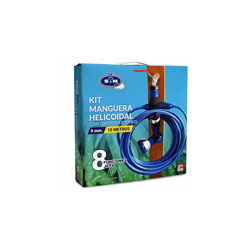 S&M 548635 Kit Elicoidale EVA da 10 m con pistola con 8 funzioni di irrigazione + Supporto connettore per tubo e raccordo, blu en oferta