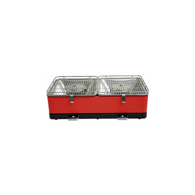 Feuerdesign Santorin Grill e Pinza per Barbecue, 2 Superfici Griglianti, Dimensioni 34 x 34 cm, Acciaio Inossidabile, Rosso