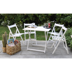 Promo set giardino tavolo Price + 4 sedie "Happy Hour" in legno bianco en oferta