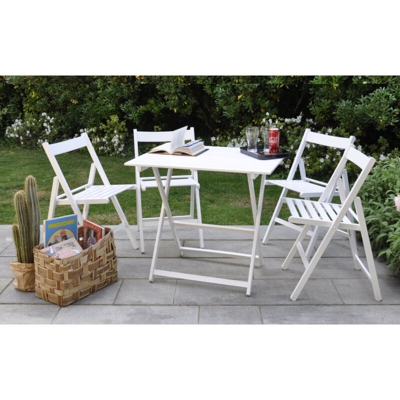 Promo set giardino tavolo Price + 4 sedie "Happy Hour" in legno bianco