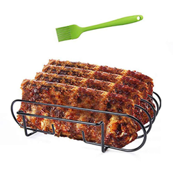 Supporto salvaspazio per barbecue, per arrosti e costine, in acciaio inox, per grigliare coppe di agnello, bistecche e costine, lavabile in precio