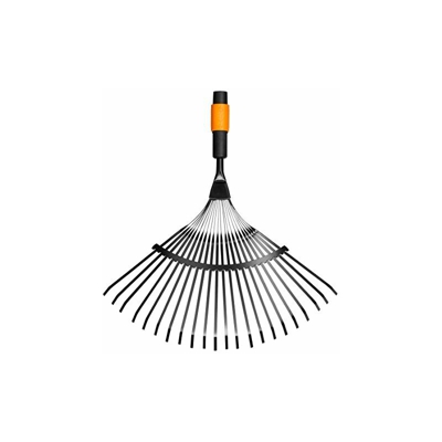 Fiskars Scopa per foglie, Testa di attrezzo, Con 20 denti, Larghezza: 43 cm, Denti in acciaio, Nero/Arancione, QuikFit, 1000644