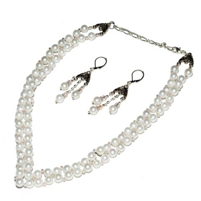 Set Di Gioielli Ganelli - Collana E Orecchini, Con Perle Di Maiorca