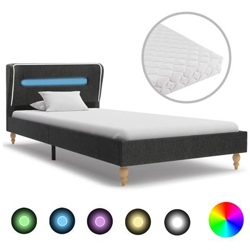 Letto Con Led E Materasso Grigio Scuro Tela Ruvida 90x200 Cm precio