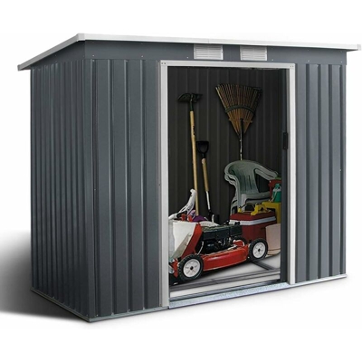 Ripostiglio da Esterno Armadio da Giardino Box Casetta in Acciao e Zinco 213x173x130cm, Grigio