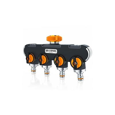 "Brandson Distributore a 4 Vie, Tubo da Giardino, 1/2"", Nero"