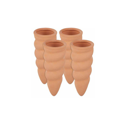 Relaxdays Set Irrigazione a Goccia, Kit 4 Coni per Piante, Bottiglia Innaffiatoio da 1,5 L, HxD 11,5x4,5 cm, Terracotta precio