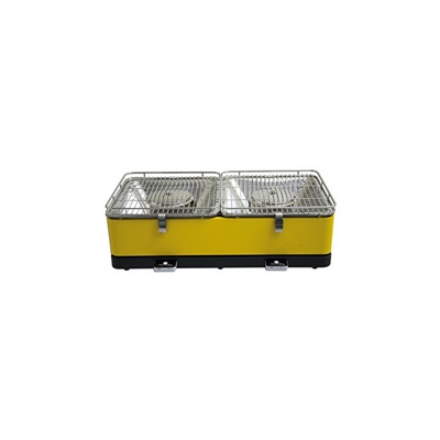 Feuerdesign Santorin Grill e Pinza per Barbecue, 2 Superfici Griglianti, Dimensioni 34 x 34 cm, Acciaio Inossidabile, Giallo