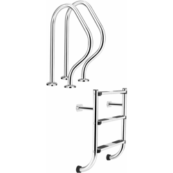 Scaletta per piscina in acciaio inox con protezione antiscivolo, scaletta a forma di U, scaletta con 3 gradini per piscina modello standard, Capacità en oferta