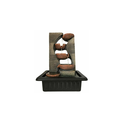 Dehner Fontana da interni con illuminazione a LED, ca. 40 x 23 x 31 cm, poliresina, grigio/marrone