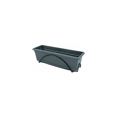 Plastiken Terra Balconera Piatto Integrato + Supporto, Grigio, 60x24x18 cm