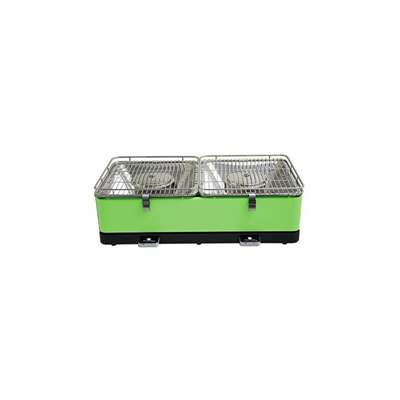 Feuerdesign Santorin Grill e Pinza per Barbecue, 2 Superfici Griglianti, Dimensioni 34 x 34 cm, Acciaio Inossidabile, Verde