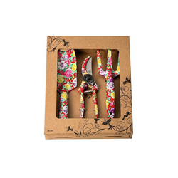 Set di 3 attrezzi da giardino in alluminio con stampa floreale â cazzuola, coltivatore, cesoie da potatura e squisito imballaggio, set regalo per en oferta