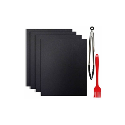 PHINGEER Tappetino per barbecue, carta da forno riutilizzabile, senza PFOA, set da 4 pezzi, per barbecue Weber, barbecue a carbone, barbecue