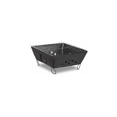 Relaxdays, Nero Griglia Portatile Pieghevole, Barbecue da Campeggio, in Acciaio, Compatto, H x L x P: 12 x 25 x 25 cm