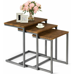 Set di 3 Tavolino da caffè a Diversi Dimensioni, Tavolino da Salotto Moderno, Ideale per Domestico e Ufficio en oferta