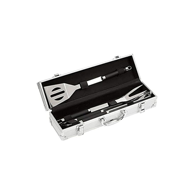 Bruzzzler 200100001067 Set Posate da Grill In Acciaio Inox, Argento, 3 Pezzi