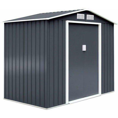 Ripostiglio da Esterno Armadio da Giardino Box Casetta in Acciao e Zinco 277x192x191cm, Grigio
