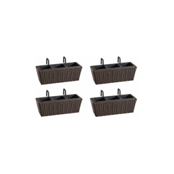 Cassetta da giardino in polyrattan, incl. agganci e 3 elementi in plastica, moca 4 pezzi, 47 x 17 x 15 cm en oferta