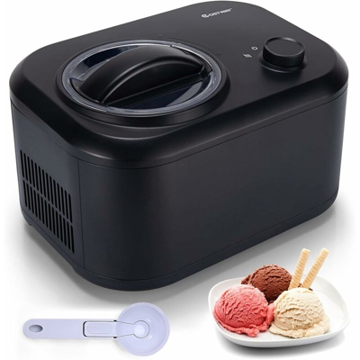 Gelatiera con compressore autorefrigerante 100W, 1L, macchina per gelato e sorbetti, ice cream maker, 3 modalità, 35,5 x 26 x 23 cm (Nero)
