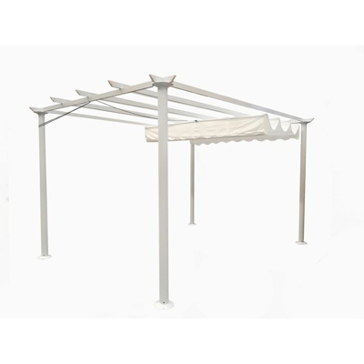 Gazebo Pergola da giardino 3X3 telo in poliestere 200 grammi e struttura in alluminio BIANCO