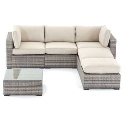 SET ARBATAX 5 Pz Tortora struttura alluminio polyrattan cuscini divano angolo