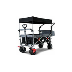 TOPWELL - Carrello pieghevole All-Terrain, con tetto e ruote brevettate a 360°, ruote da giardino, pneumatici larghi, carretto per il trasporto con características