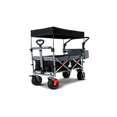 TOPWELL - Carrello pieghevole All-Terrain, con tetto e ruote brevettate a 360°, ruote da giardino, pneumatici larghi, carretto per il trasporto con