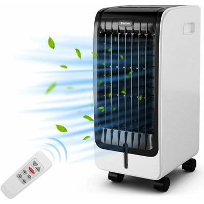 Goplus - Condizionatore Evaporativo Portatile con Telecomando per Casa e Ufficio, Raffreddatore D'aria con 3 Velocità e Timer di 8 Ore?75 W,Capacità