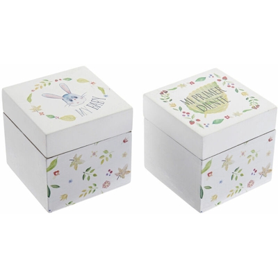 Scatola Decorativa DKD Home Decor Coniglio Legno MDF (2 pcs) (7 x 7 x 7 cm)