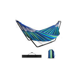 Amaca da campeggio con supporto, doppia amaca con telaio in metallo, per bambini, giardino, all'aperto, amaca per bambini, grande, per viaggi, en oferta