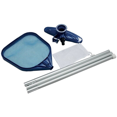 Jlong - Set Pulizia Acqua Piscina Base Con Aspiratore Skimmer Rete e Asta telescopica