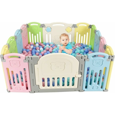 Cancelletto 14 Pezzi per Bambini con Porta di Plastica, Recinto Grande e Sicuro