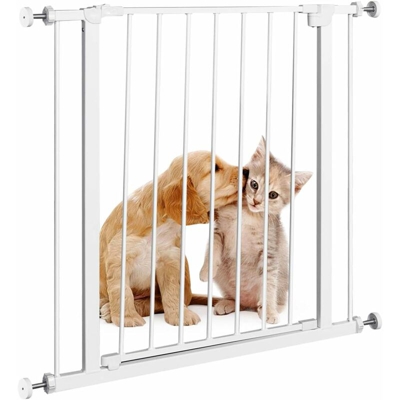 Goplus - Cancelletto per Bambini ed Animali Domestici, Cancelletto di Sicurezza per Interno, in Ferro, Bianco, 76x71 cm
