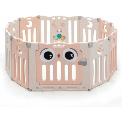 Recinzione Pieghevole in Plastica con Serratura, Box Recinto per Bambini, Pieghevole con Porta, Barriera di Sicurezza, Centro di Attività (Rosa)