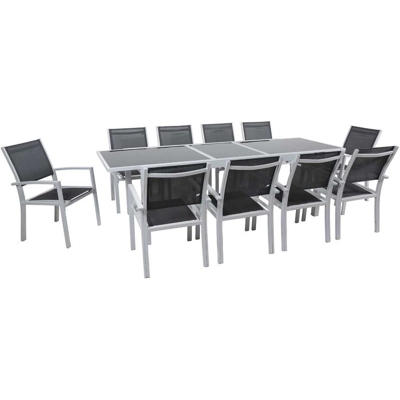 Salotto da giardino TROPIC 10 - Phoenix - Argentato/Nero - 1 tavolo + 10 sedie