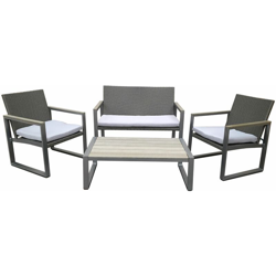 Set Giardino Egeo Esterno Alluminio E Simil Rattan 1 Divano 2 Poltroen E 1 Tavolino en oferta