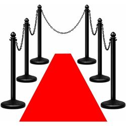 Divisore di Sicurezza in Plastica, Set di 6 Colonnine con 5 Catene Smontabili, Base Rotonda, Barriera di Sicurezza, per Controllare la Folla, en oferta