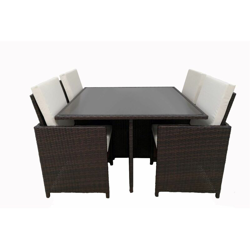 Tavolo NOEMI colore Testa di Moro garden 5 pezzi poltrone richiudibili tavolo giardino poltrona struttura metallo rivestito Simil Rattan precio