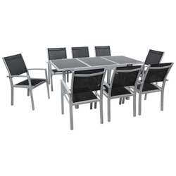 Salotto Da Giardino Espandibile 120/180 Tropic 8 - Phoenix - Argentato / nero - 1 Tavolo + 8 Sedie características