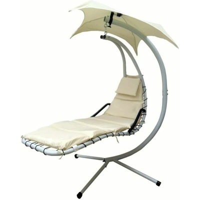 Amaca Extra Lusso Bianca Relax Da Giardino In Metallo Con Tettuccio E Cuscino