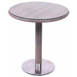 Tavolo in wicker con piano rotondo misura 70 cm colore TORTORA mod. Minorca en oferta