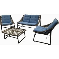 Set Giardino Sky Salotto Esterno Alluminio E Simil Rattan 1 Divano 2 Poltrone E 1 Tavolino características