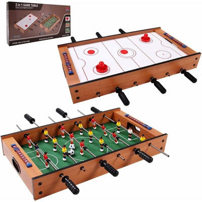 Goplus - 2 in 1 Set Giocattolo, Biliardino e Hockey da Tavolo, Calcio da Tavolo Divertente, Mini Calcio Balilla con Accessori, di Legno, Multicolore,