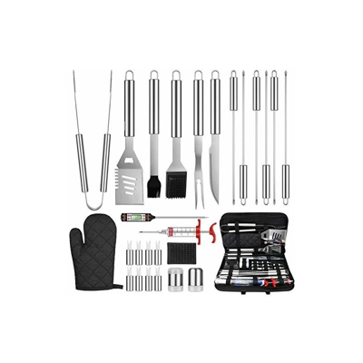Kohree One Sight - Set di 27 Utensili per Barbecue, Accessori per Barbecue, in Acciaio Inox, con Custodia per Il Trasporto, Kit di Utensili per