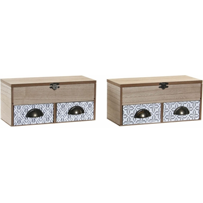 Scatola Decorativa DKD Home Decor Metallo Mozaic Legno MDF (2 pcs) (24 x 10 x 11 cm)