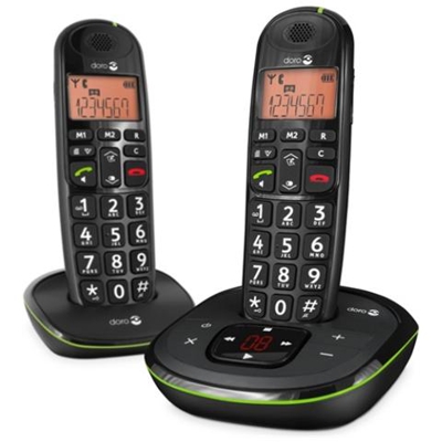 Cordless PhoneEasy 105wr Duo, DECT, 15 min, 50m, Nero, 20 Entrate, 10h