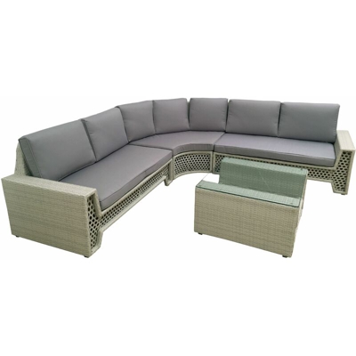 Set Giardino Marte Salotto Bianco Esterno Alluminio E Simil Rattan