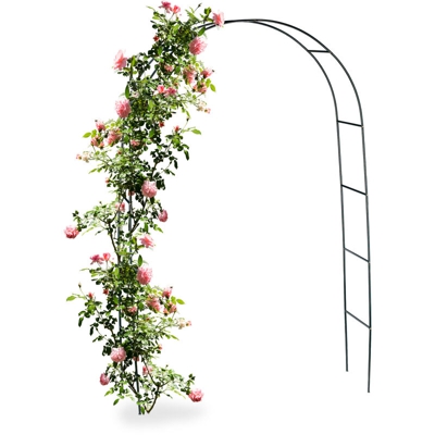 Arco per Rose, Rampicanti, Decorazione Giardino, Sostegno per Piante in Metallo, 240 cm, Verde