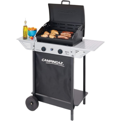 Campingaz Xpert - Barbecue a gas, 100 l, con due bruciatori compatti, potenza 7,1 kW, griglia a griglia, 2 comodini ausiliari e carrello in acciaio en oferta